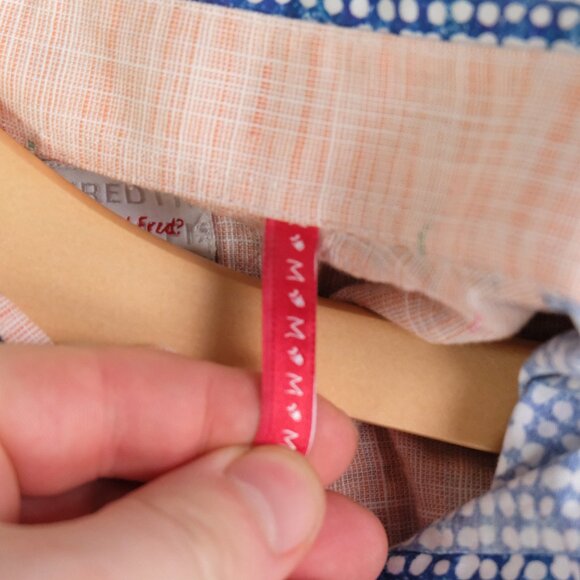 A Fish Name Fred Shirt Mens Medium Blue White Dot Geometric Button Up - Picture 9 of 11